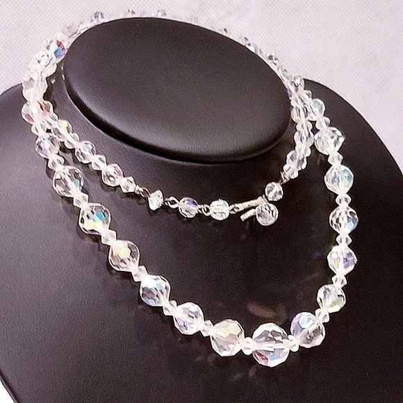 Aurora Borealis Vintage Crystal Necklace 1950's STUNNER - Picture 10 of 13
